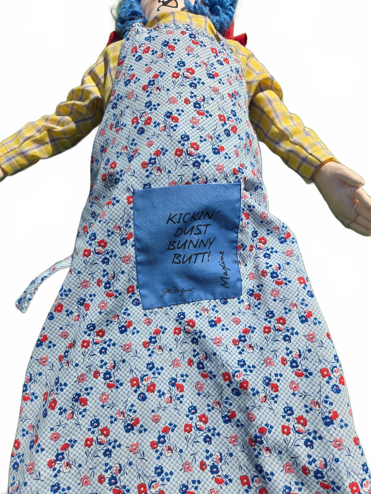 Vintage Handmade Kickin' Dust Bunny Butt Doll with Apron