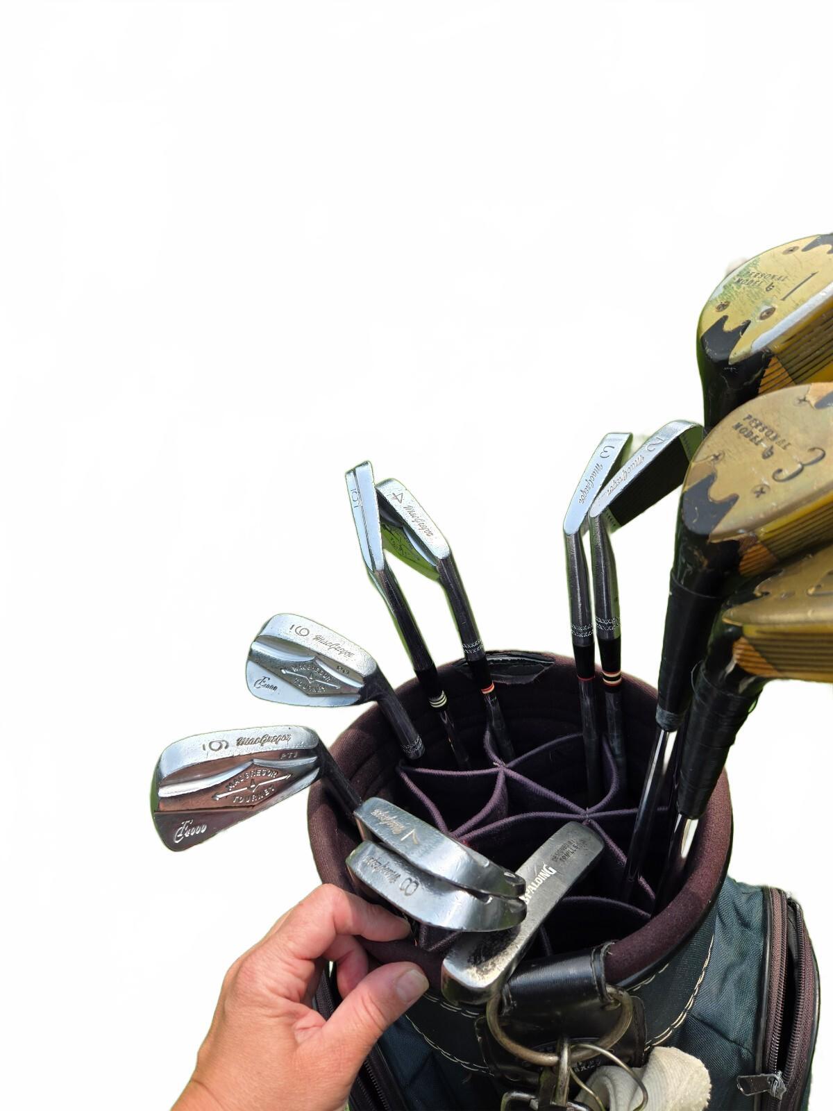 Vintage Complete Golf Club Set & Bag - Spalding Tour Edition Irons & Persimmon