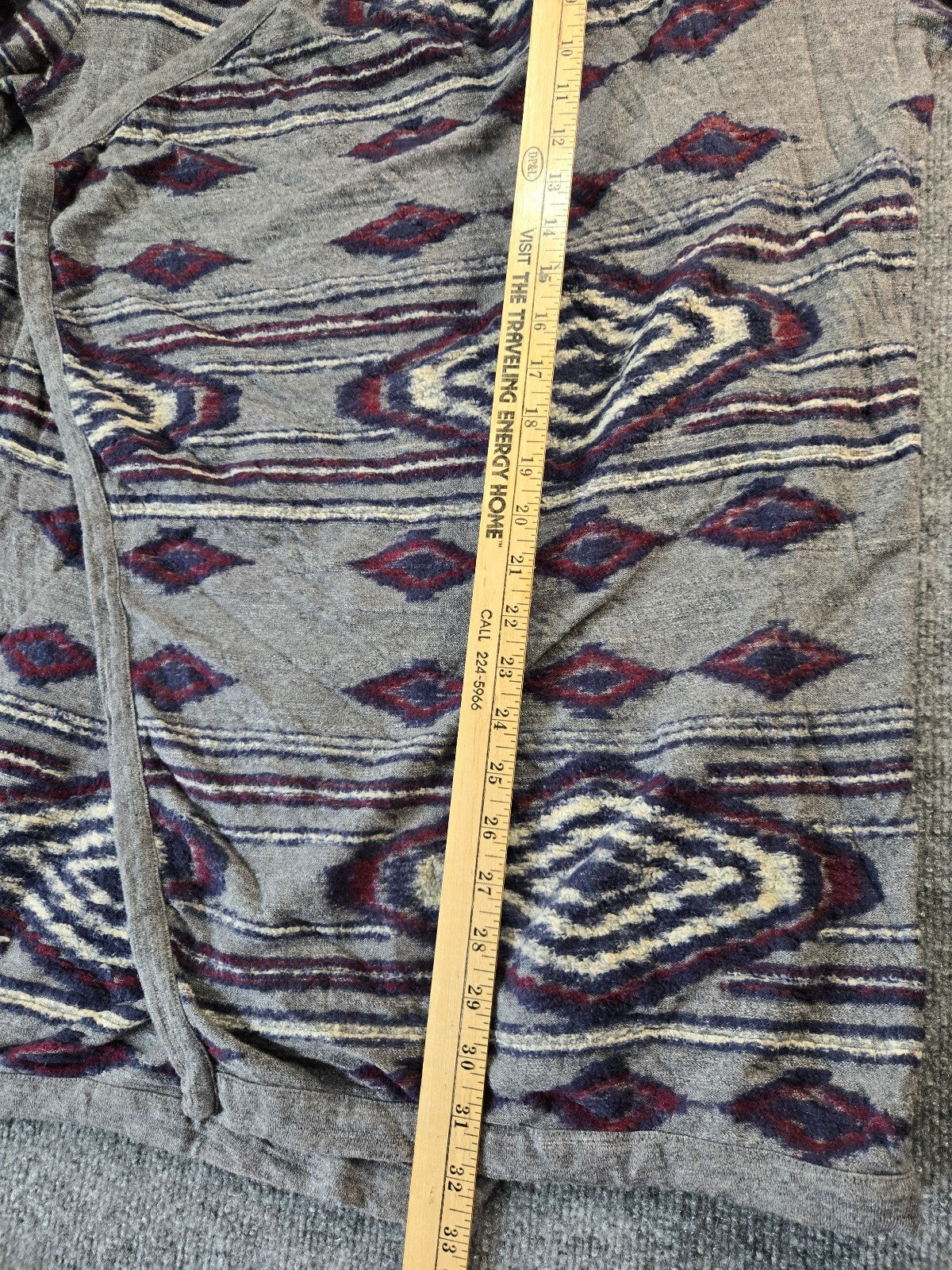Lucky Brand Gray Tribal Print Wrap Cardigan Sweater