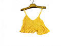 Yellow Floral Smocked Crop Top with Ruffle Hem