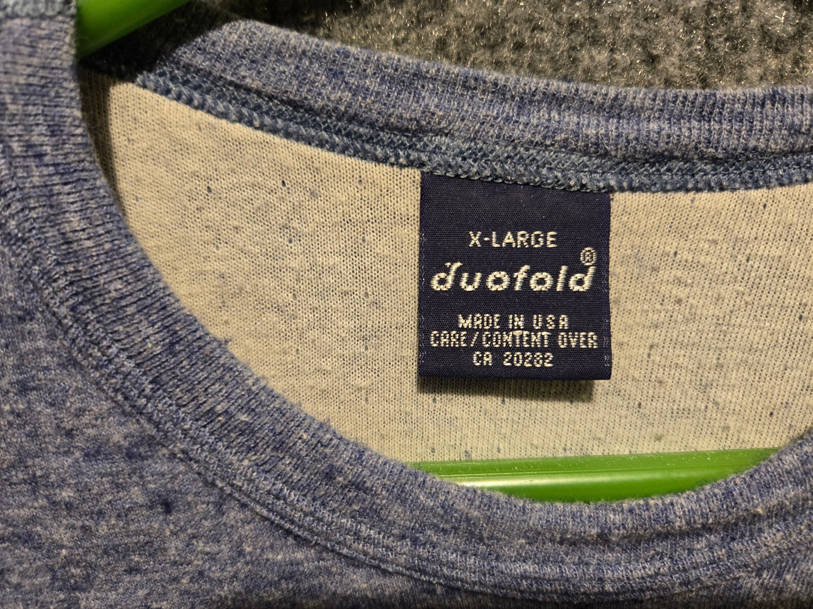 Vintage 90s Duofold Double Layer Thermal Shirt Mens XL Heather Blue Made In USA
