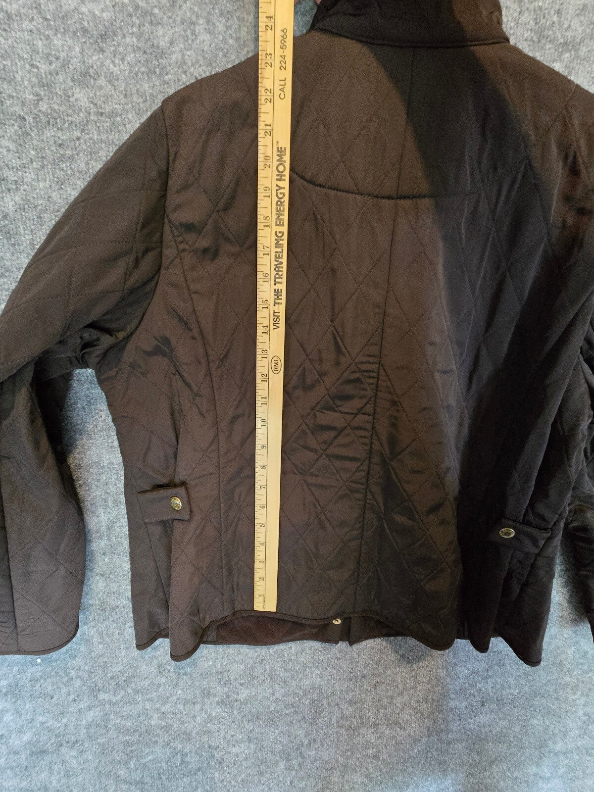 Talbots Quilted Utility Field Jacket Brown Gold Snaps Plus Size 2XP