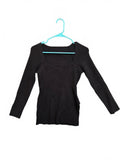 SHEIN Black Ribbed Knit Sweetheart Neckline Long Sleeve Sweater Top Size Medium