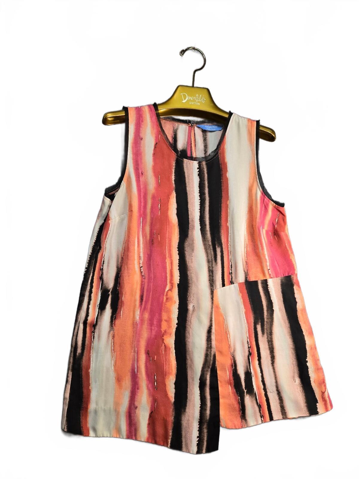 Simply Vera Vera Wang Sleeveless Striped Shift Dress Shirt, Size Medium