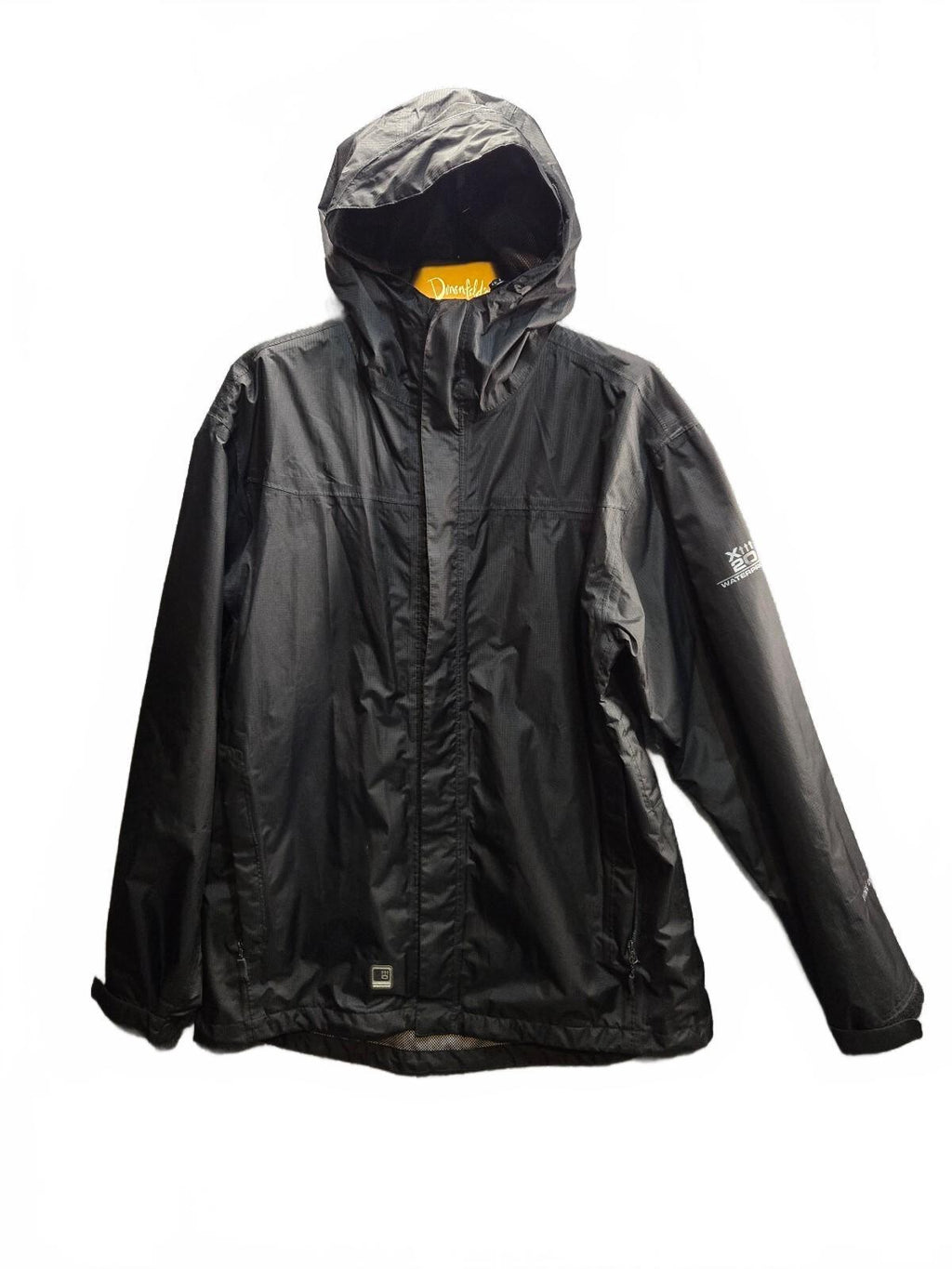 Free Country Men's X20 Waterproof Series Hooded Rain Jacket, Black, Size Medium