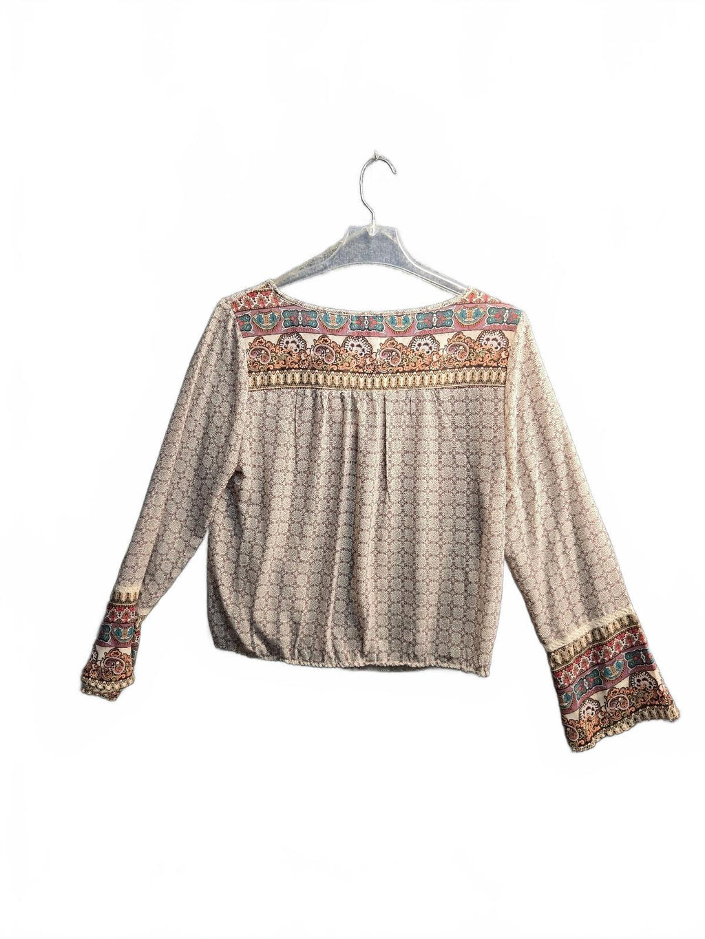 American Rag Cie Women's Boho Paisley Print Blouse Top Size Medium M Long Sleeve
