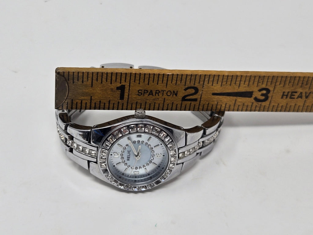 Relic by Fossil Women's Queen's Court Silver-Tone Crystal Bezel Watch