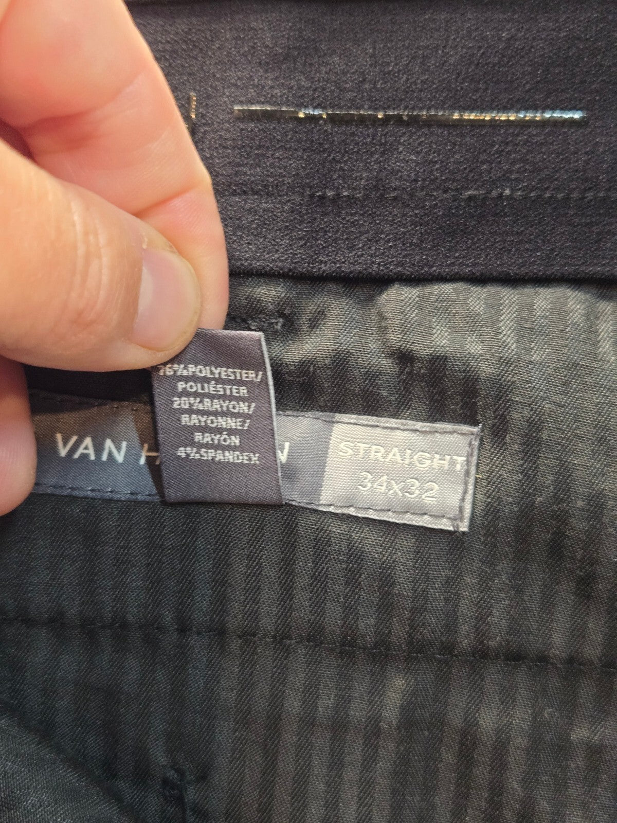 Van Heusen Men's Black Straight Fit Dress Pants 34x32