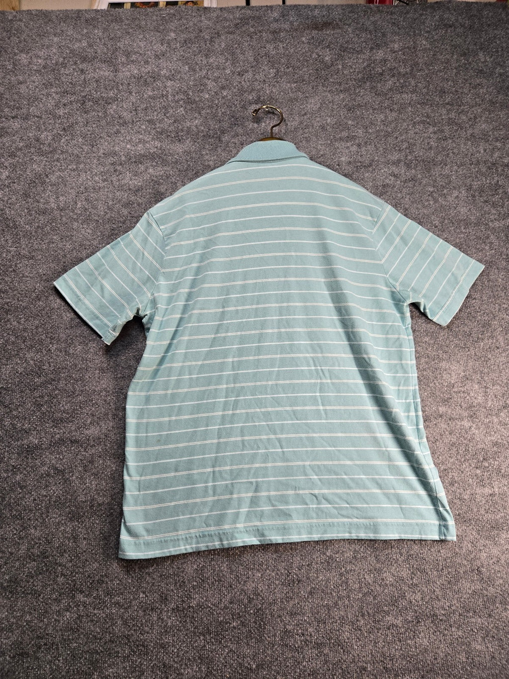Merona Men's Light Blue Striped Polo Shirt Large