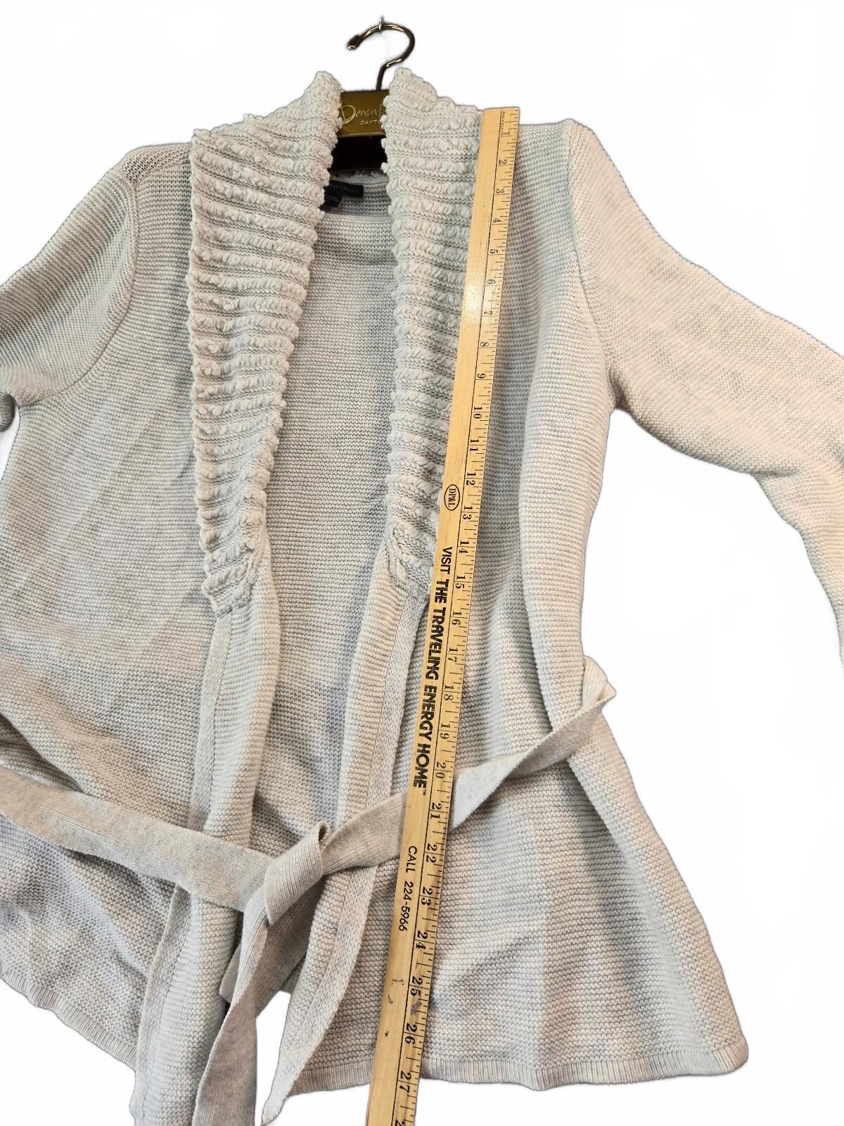Armani Exchange Women's Cream Knit Cardigan with Shawl Collar and Belt - Size L
