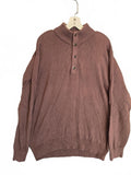 Haggar Mens Medium Brown Mock Neck Button Pullover Knit Sweater Regular Fit