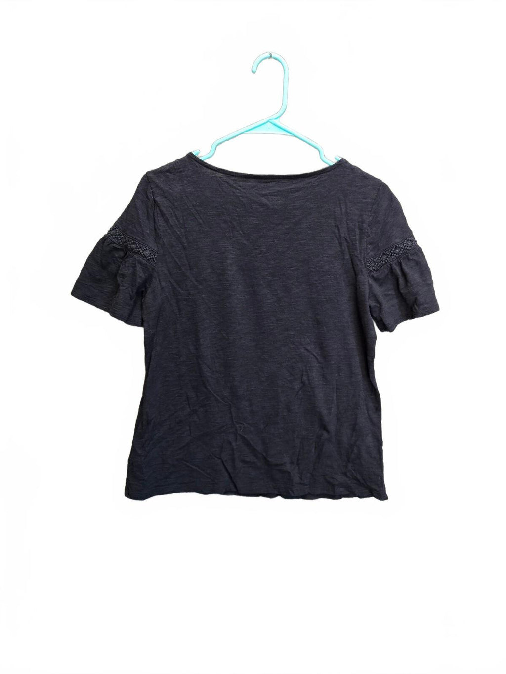 Talbots Women's Navy Blue Eyelet Lace Yoke Top MP
