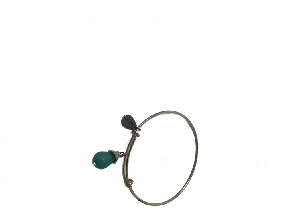 Alex And Ani Emerald Green Teardrop Wire Bangle,
