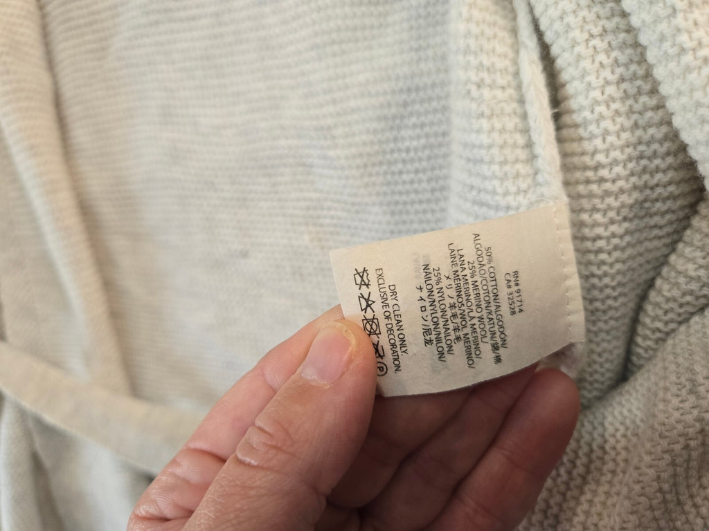 Armani Exchange Women's Cream Knit Cardigan with Shawl Collar and Belt - Size L