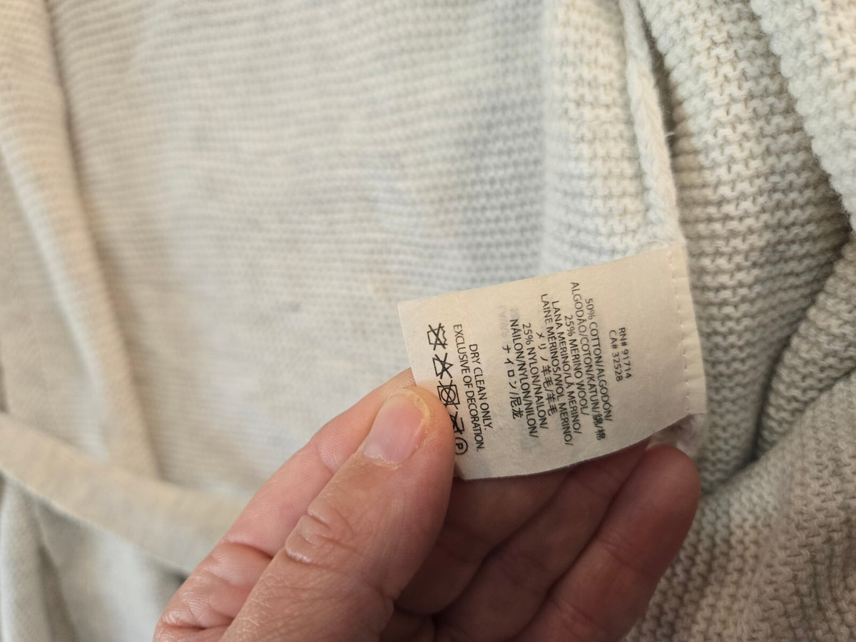 Armani Exchange Women's Cream Knit Cardigan with Shawl Collar and Belt - Size L