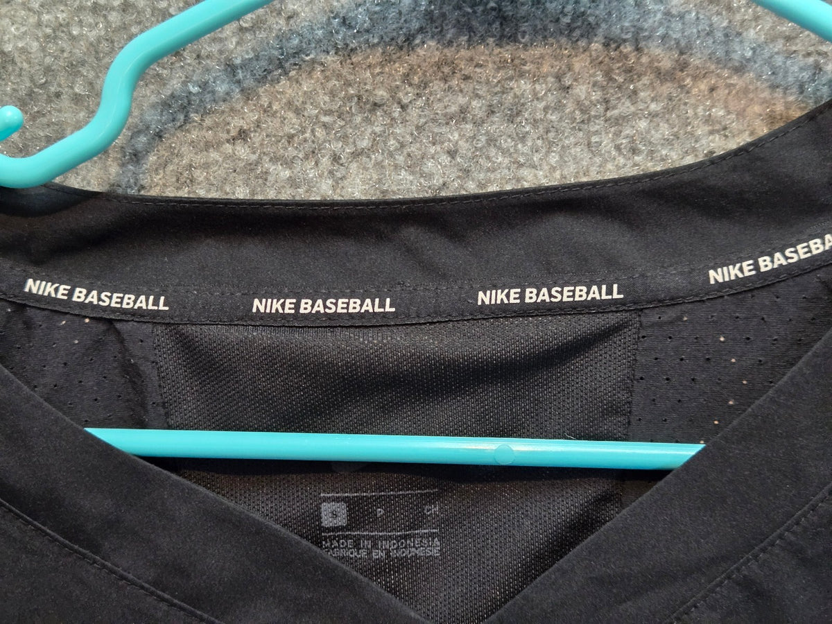 Nike Baseball Dri-Fit 3/4 Sleeve Hot Jacket V-Neck Pullover Black Size Small