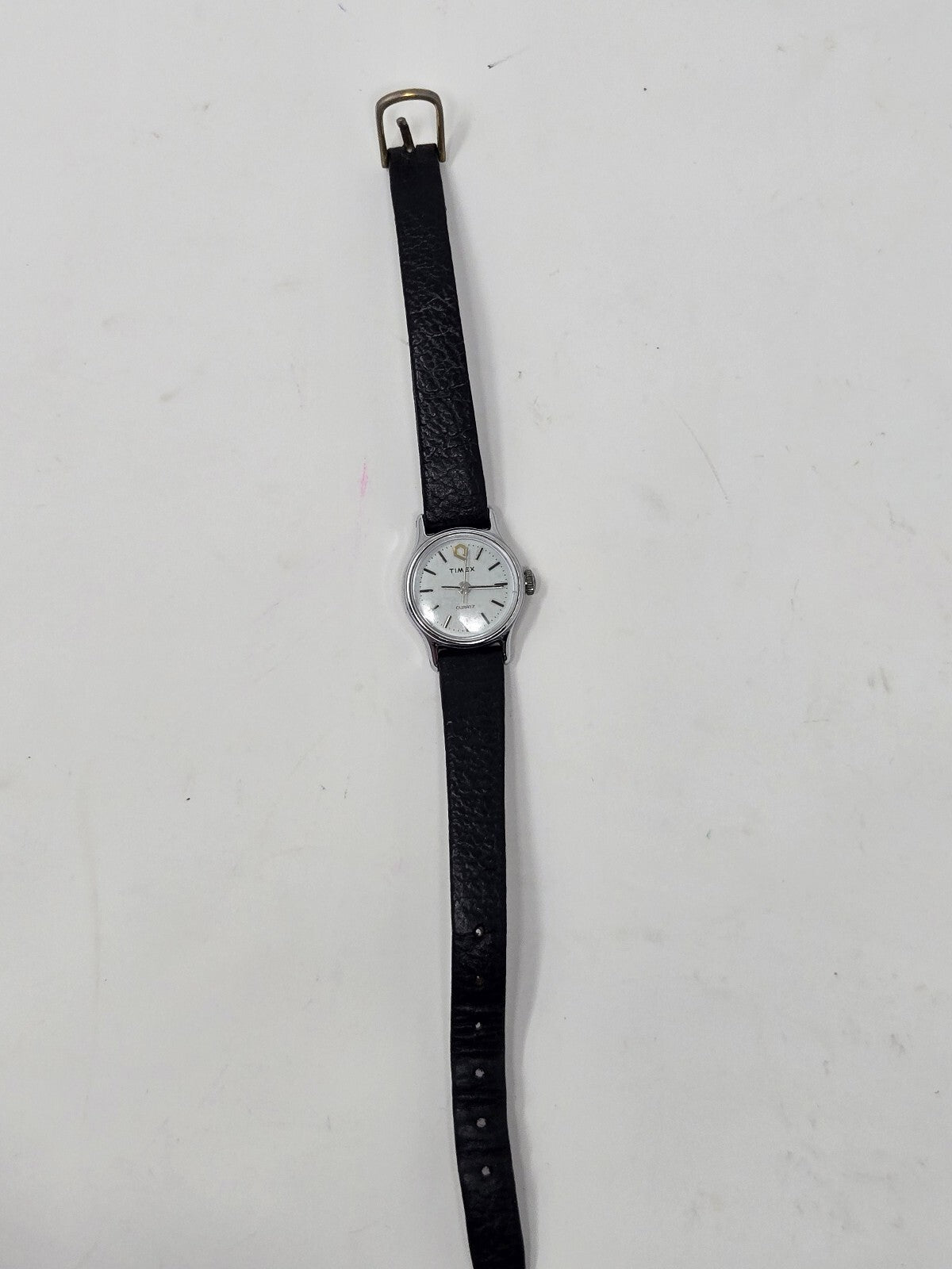 Vintage 1980s Timex "Q" Petite Quartz Women's Dress Watch with White Dial
