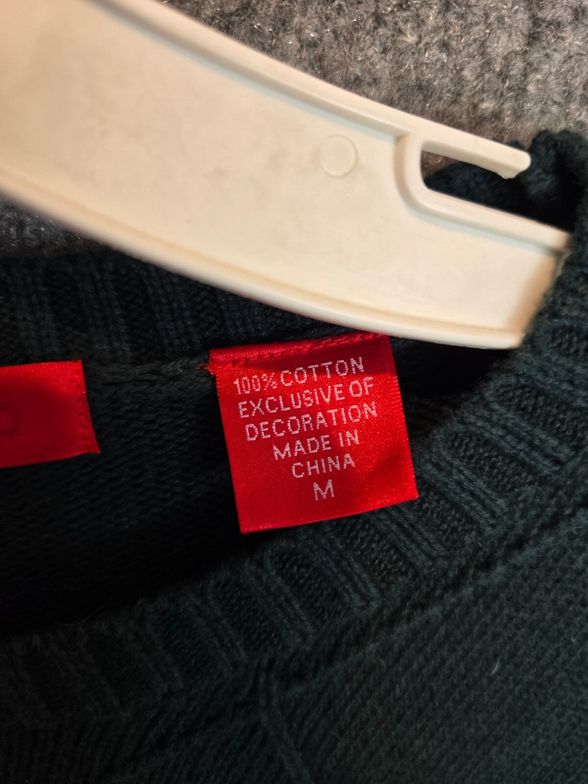 IZOD Hunter Green Cotton Cable Knit Diamond Pattern Crew Neck Sweater Size Med