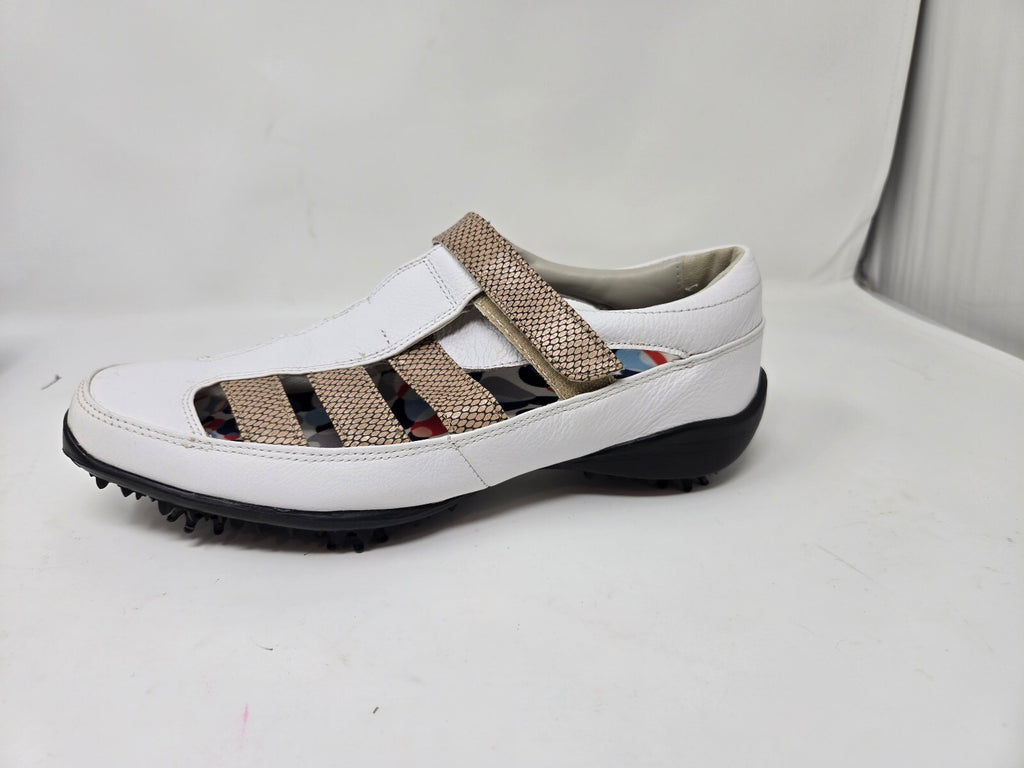 FootJoy LoPro Collection White and Tan Golf Shoes Size 8.5 M