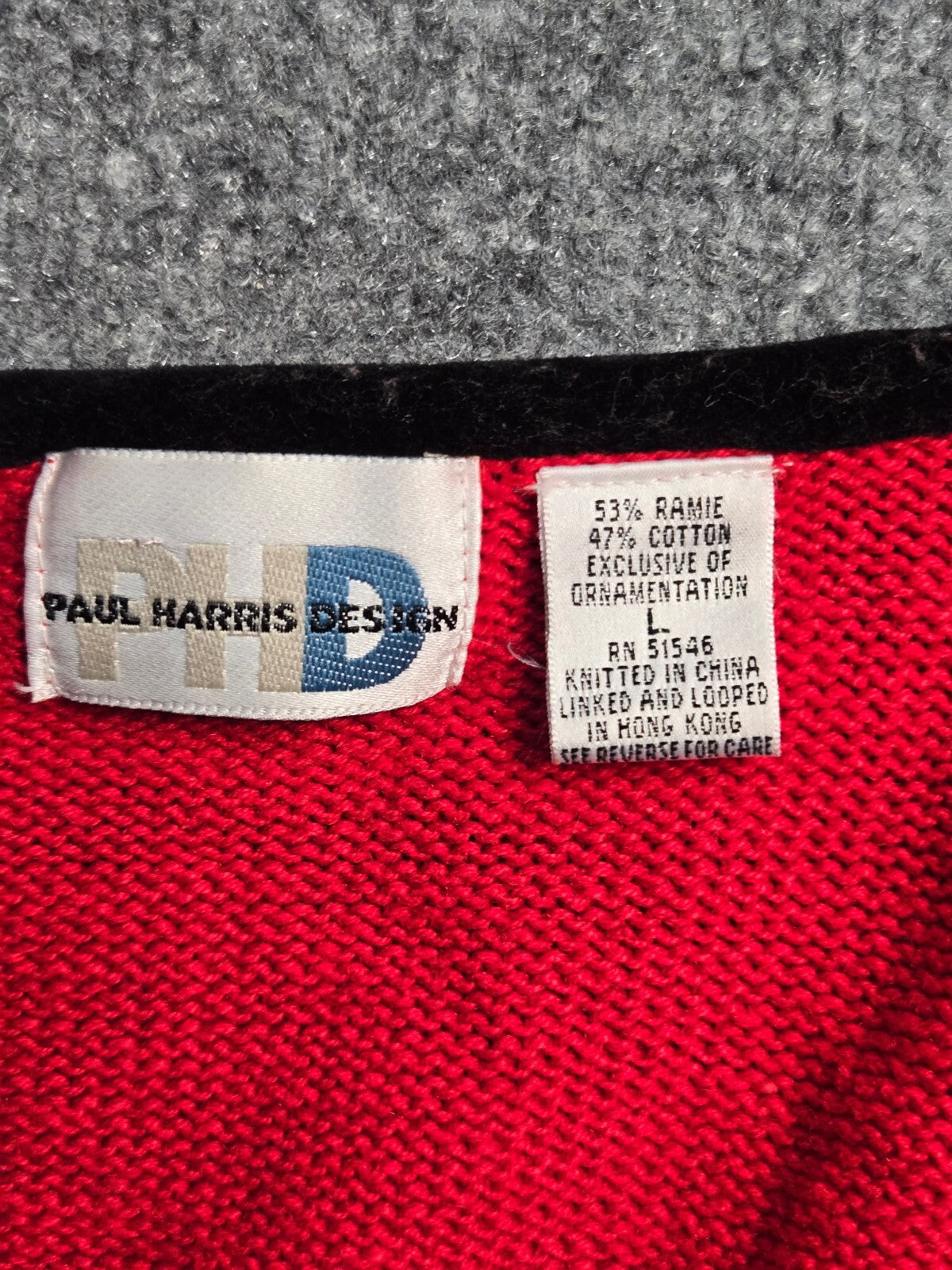 Vintage Paul Harris Design Red Ramie Cotton Knit Sweater Women's Large