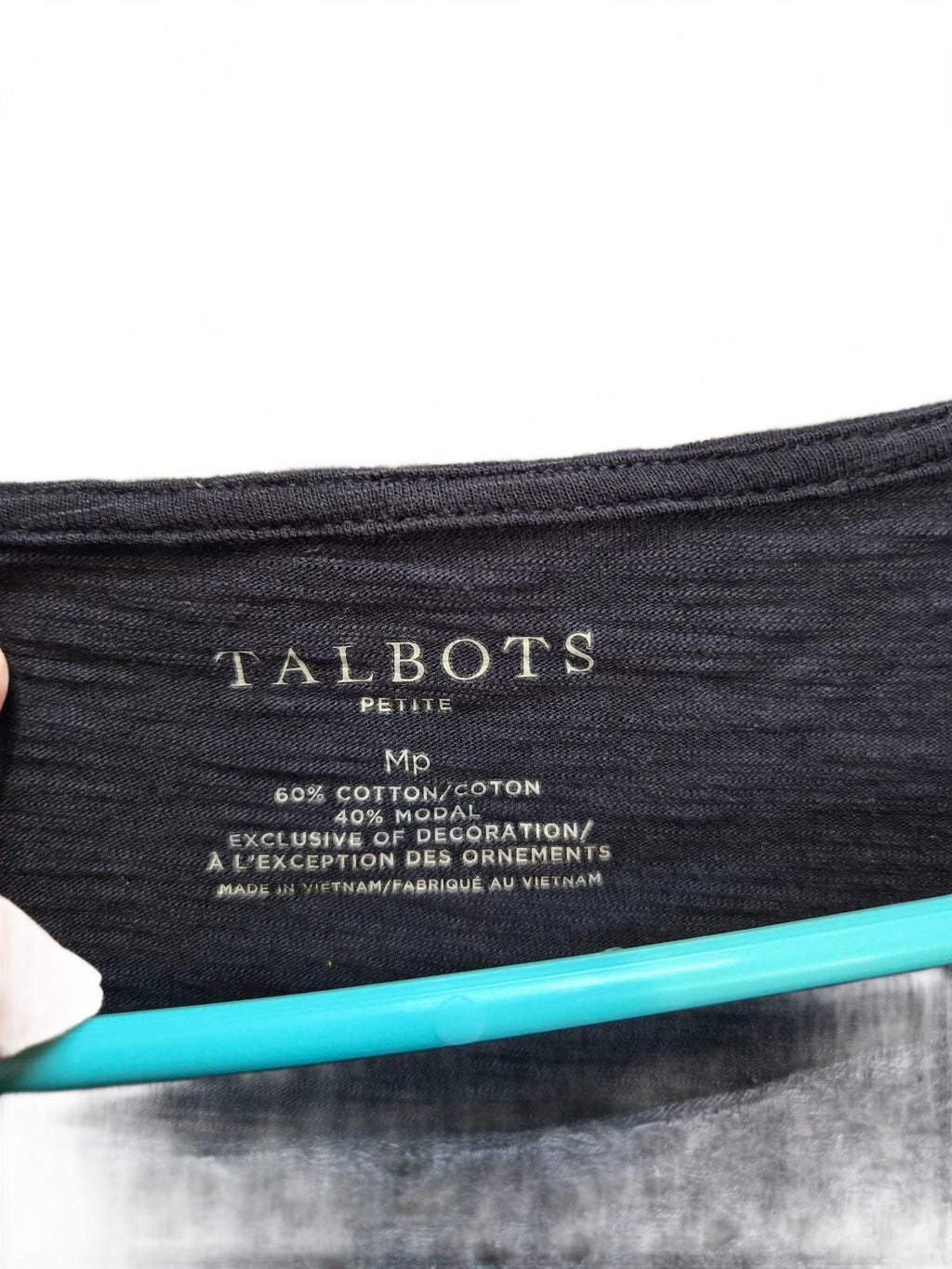 Talbots Women's Navy Blue Eyelet Lace Yoke Top MP
