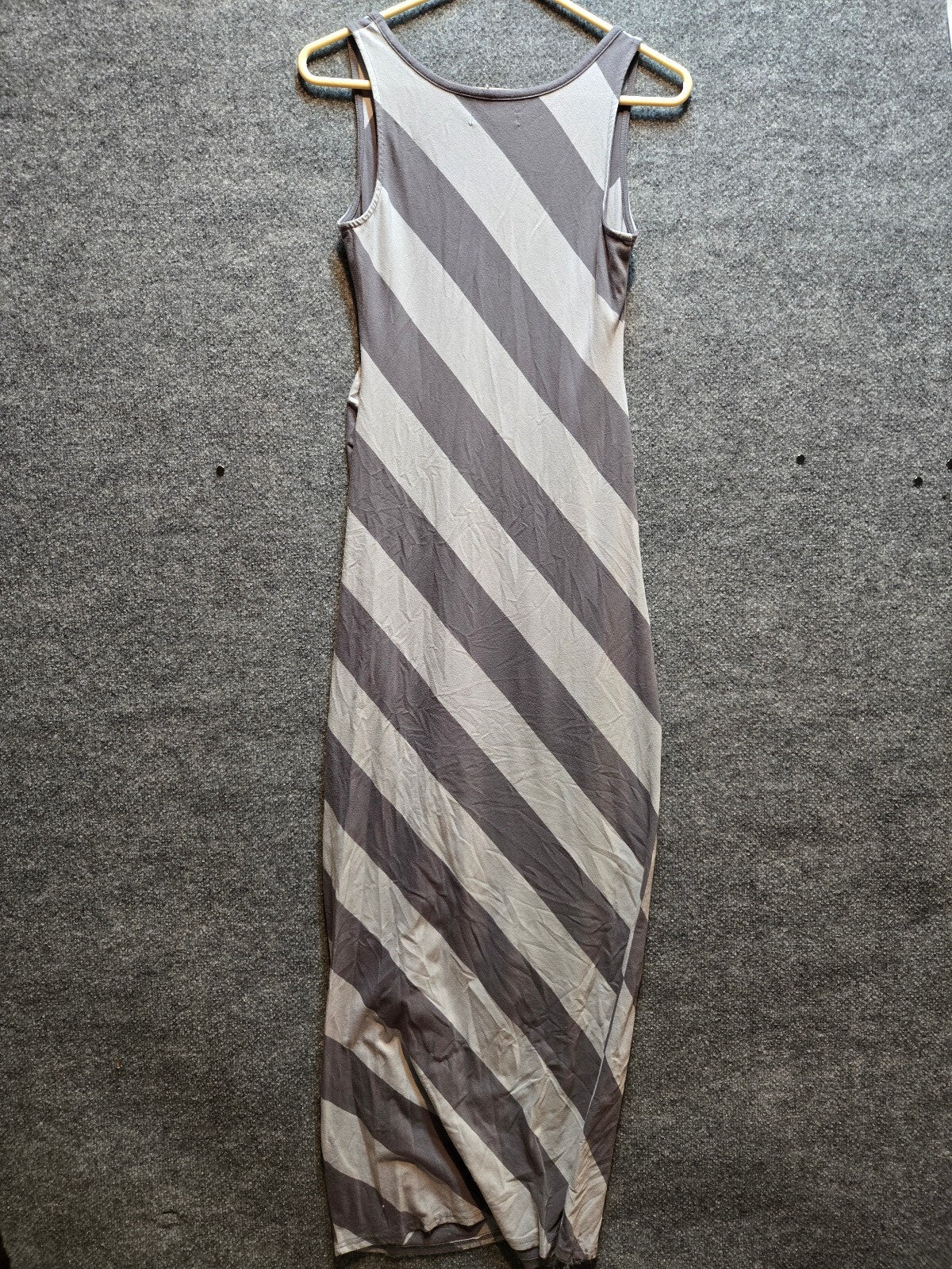 Old Navy Maternity Gray Striped Sleeveless Maxi Dress Ruched Side Knit Gown