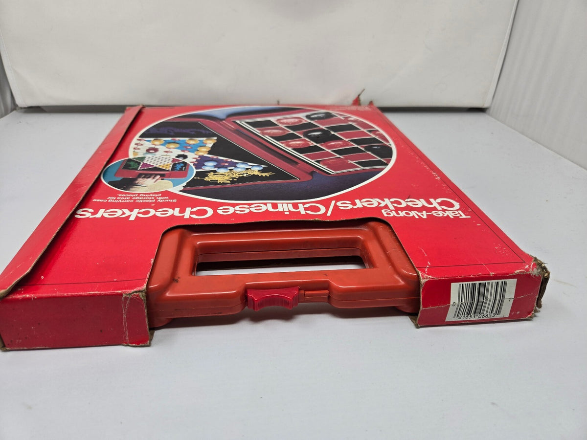 Vintage Pressman Take-Along Checkers & Chinese Checkers 2-in-1 Game Travel Red