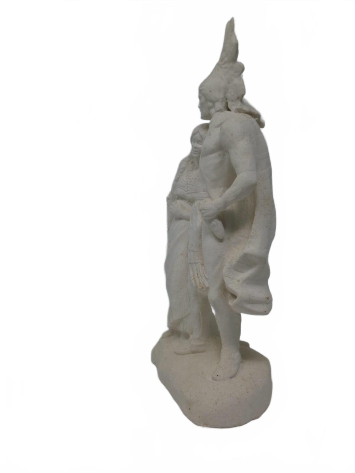 Vintage Native American Couple Ceramic Figurine Headdress ready to paint