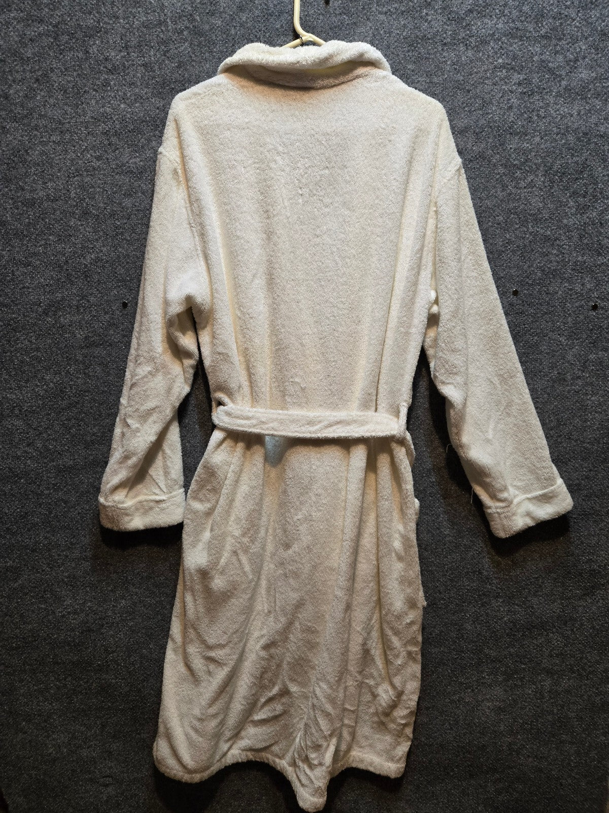 L.L. Bean Vintage White Heavyweight Toweling Bath Robe Shawl Collar Cozy GUC