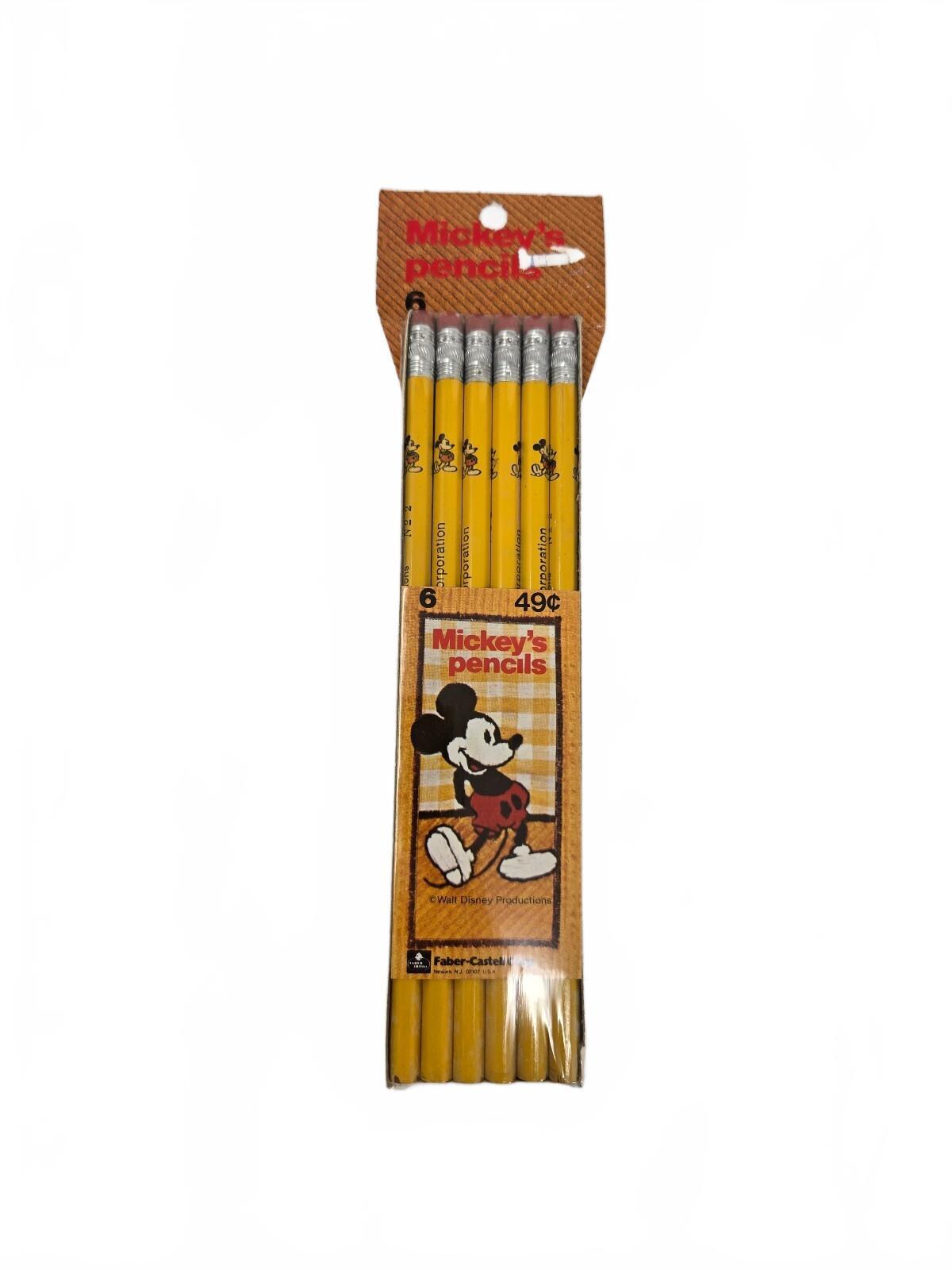 Vintage 1970s Disney Mickey Mouse Mickey's Pencils 6 pack Faber Castell NOS