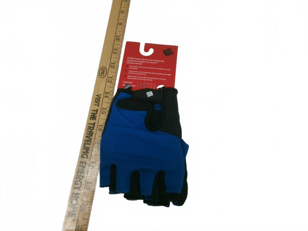 Colossus Large Blue and Black Cycling Gloves - Fingerless
