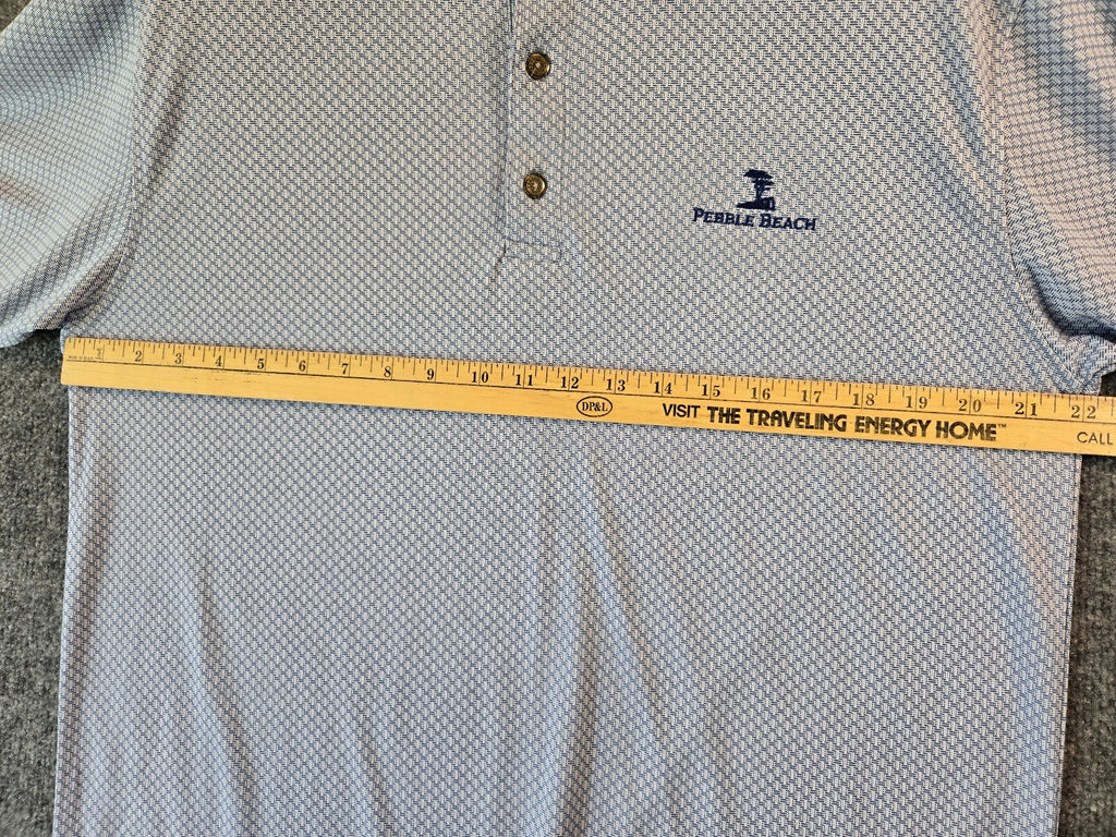 Pebble Beach Men’s Performance Golf Polo Shirt XL Gray Geometric Micro Print