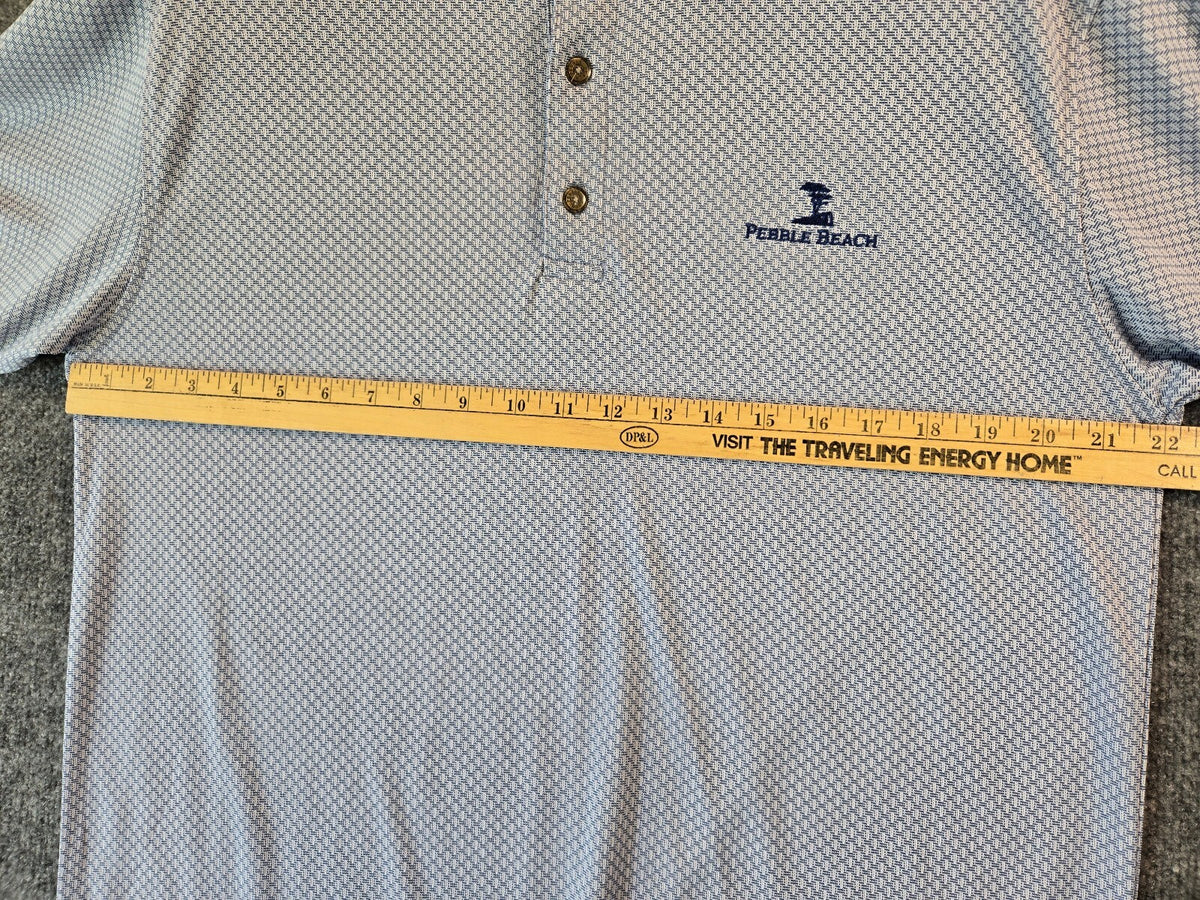 Pebble Beach Men’s Performance Golf Polo Shirt XL Gray Geometric Micro Print