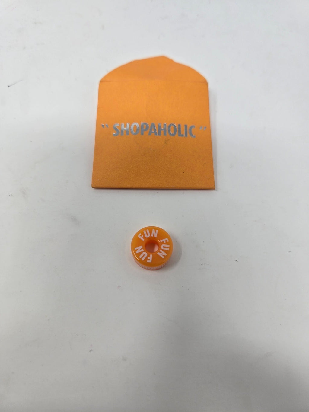 Shopaholic Orange FUN Button Charm