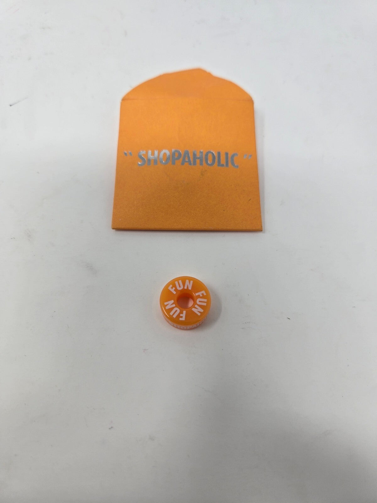 Shopaholic Orange FUN Button Charm