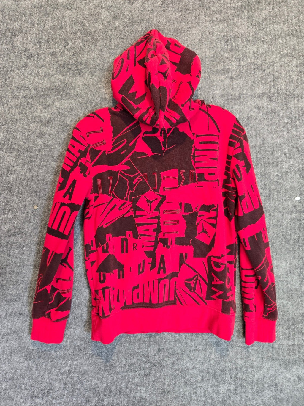 Nike Air Jordan Essentials All-Over Print Fleece Pullover Hoodie Red Black YLG
