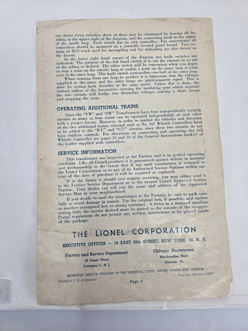 Vintage Lionel Trains Instruction Manuals and Transformer Guide