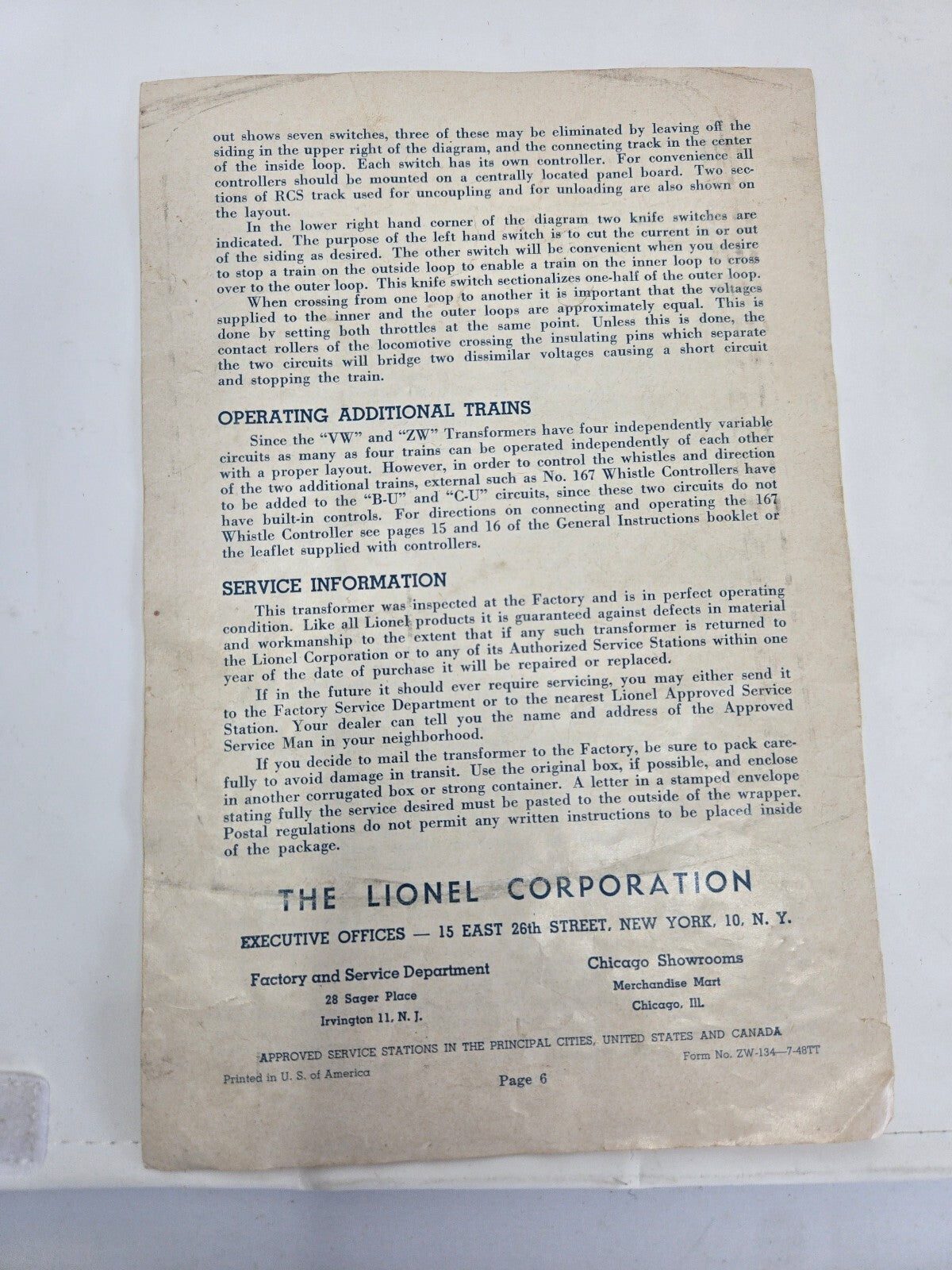 Vintage Lionel Trains Instruction Manuals and Transformer Guide