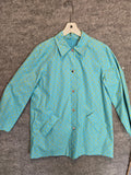 Jones New York Signature Polka Dot Raincoat Aqua Blue Yellow Snap Front Jacket L
