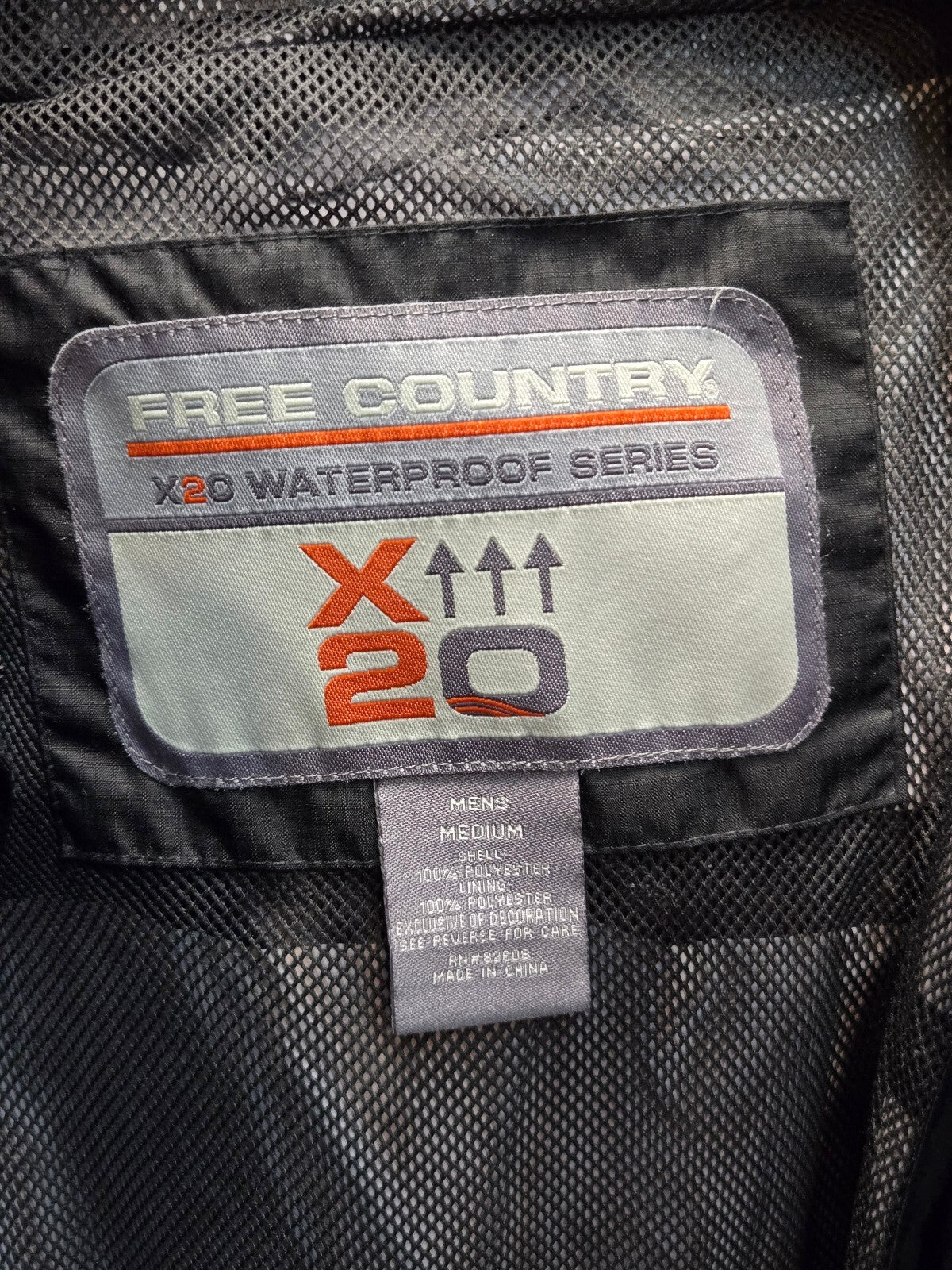 Free Country Men's X20 Waterproof Series Hooded Rain Jacket, Black, Size Medium