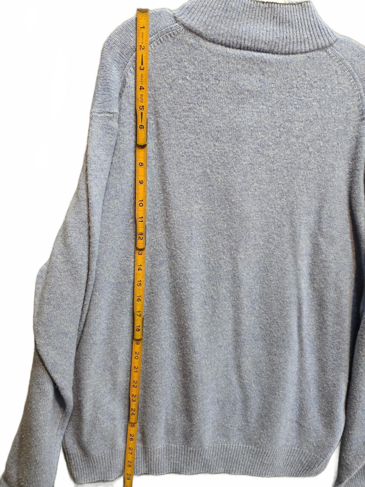 JoS. A. Bank Men's Mock Neck Button Henley Sweater Lambswool Blend Blue Size L