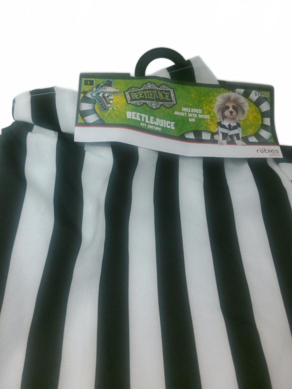 Beetlejuice Dog Costume with Jacket and Tie and Wig Size Large