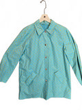 Jones New York Signature Polka Dot Raincoat Aqua Blue Yellow Snap Front Jacket L