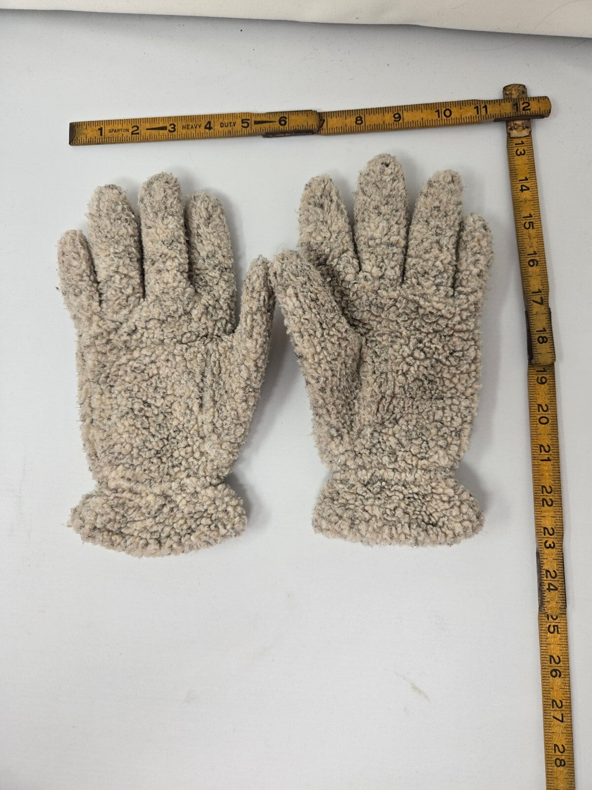 Cream Sherpa Fleece Winter Gloves Cozy Plush Oatmeal Beige Lining OSFM