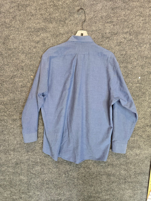 Arrow Dover Mens Long Sleeve Blue Oxford Cloth Button Down Shirt Lrg pots