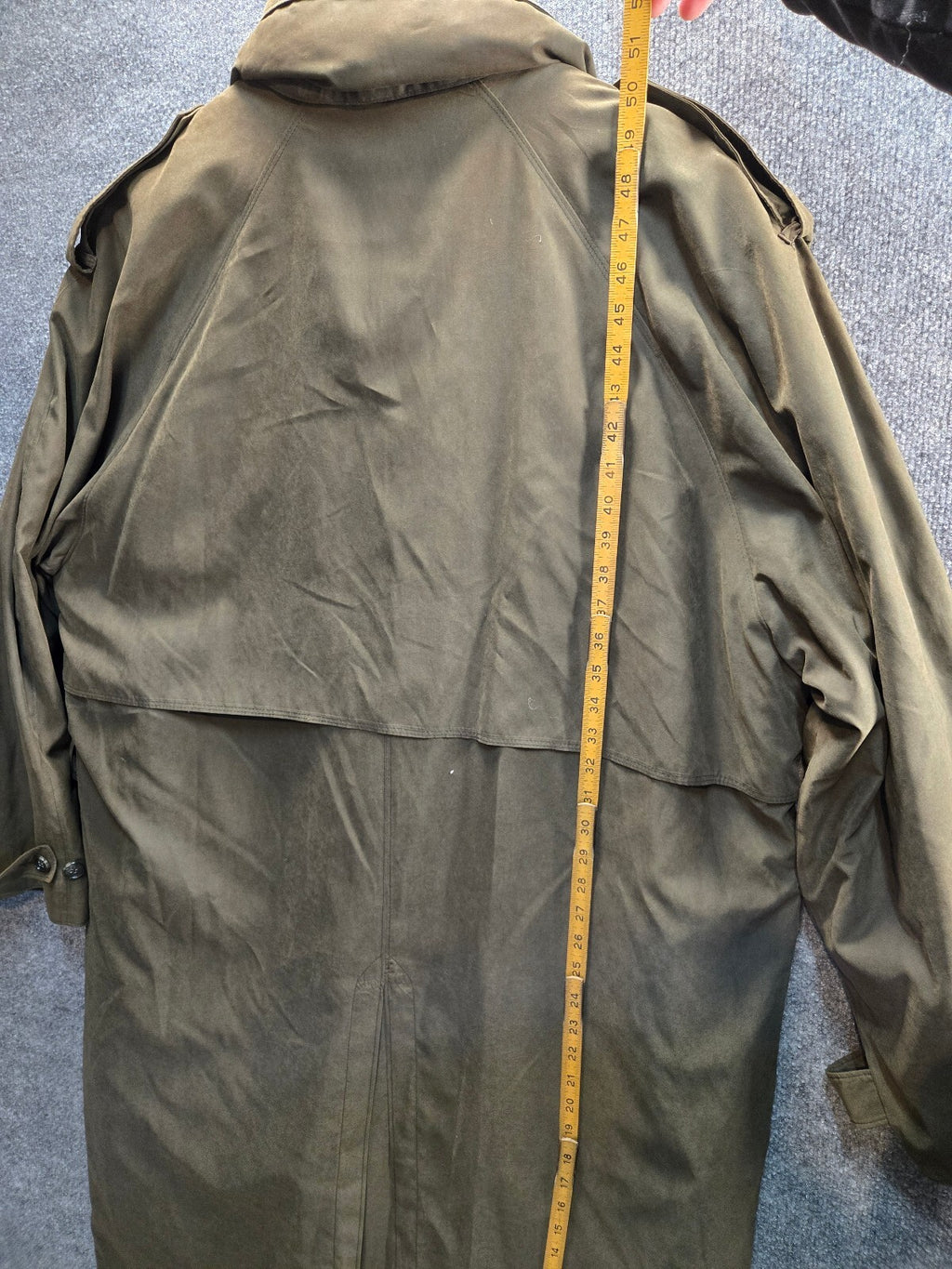 London Fog Classic Olive Green Trench Coat, Size 43 Long
