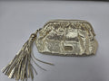 Jimmy Choo Gold Metallic Snake-Embossed Leather Zippered Clutch Pouch with Large