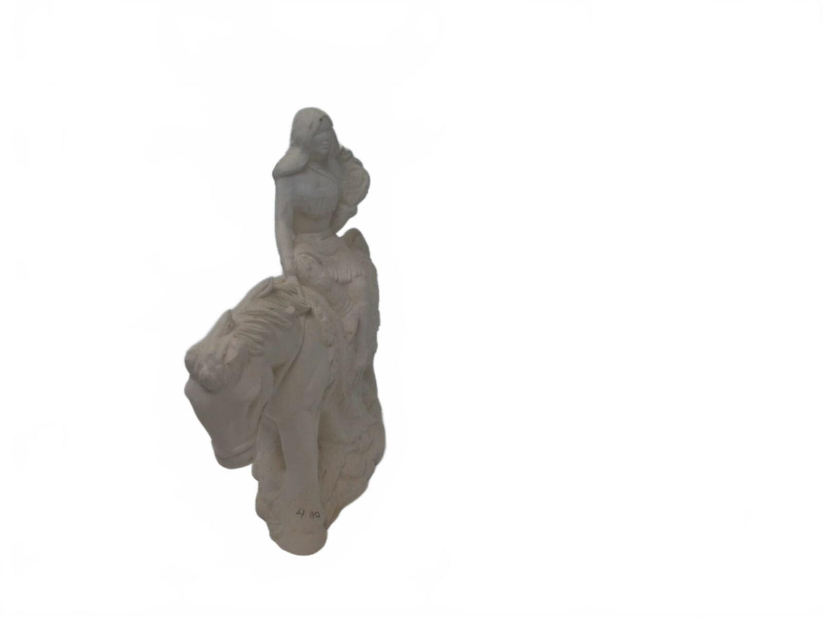 Vintage Hershey Mold 334 Native American Woman on Horse Ceramic Bisque unpainted