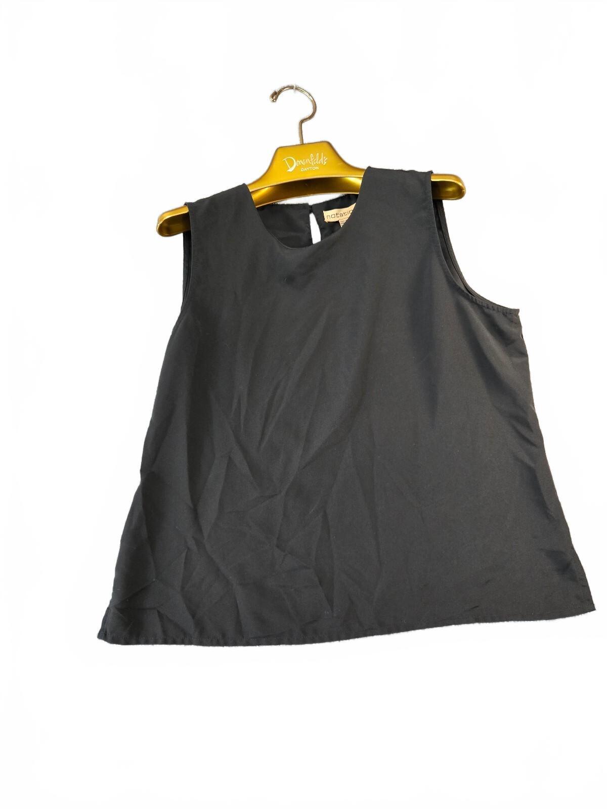 Notations Black Sleeveless Polyester Top Size Large