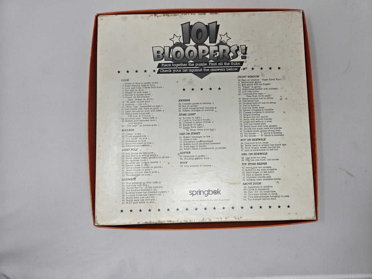 Vintage Springbok 101 Bloopers Jigsaw Puzzle Plus Series 500 pc Topsy Turvy Toys